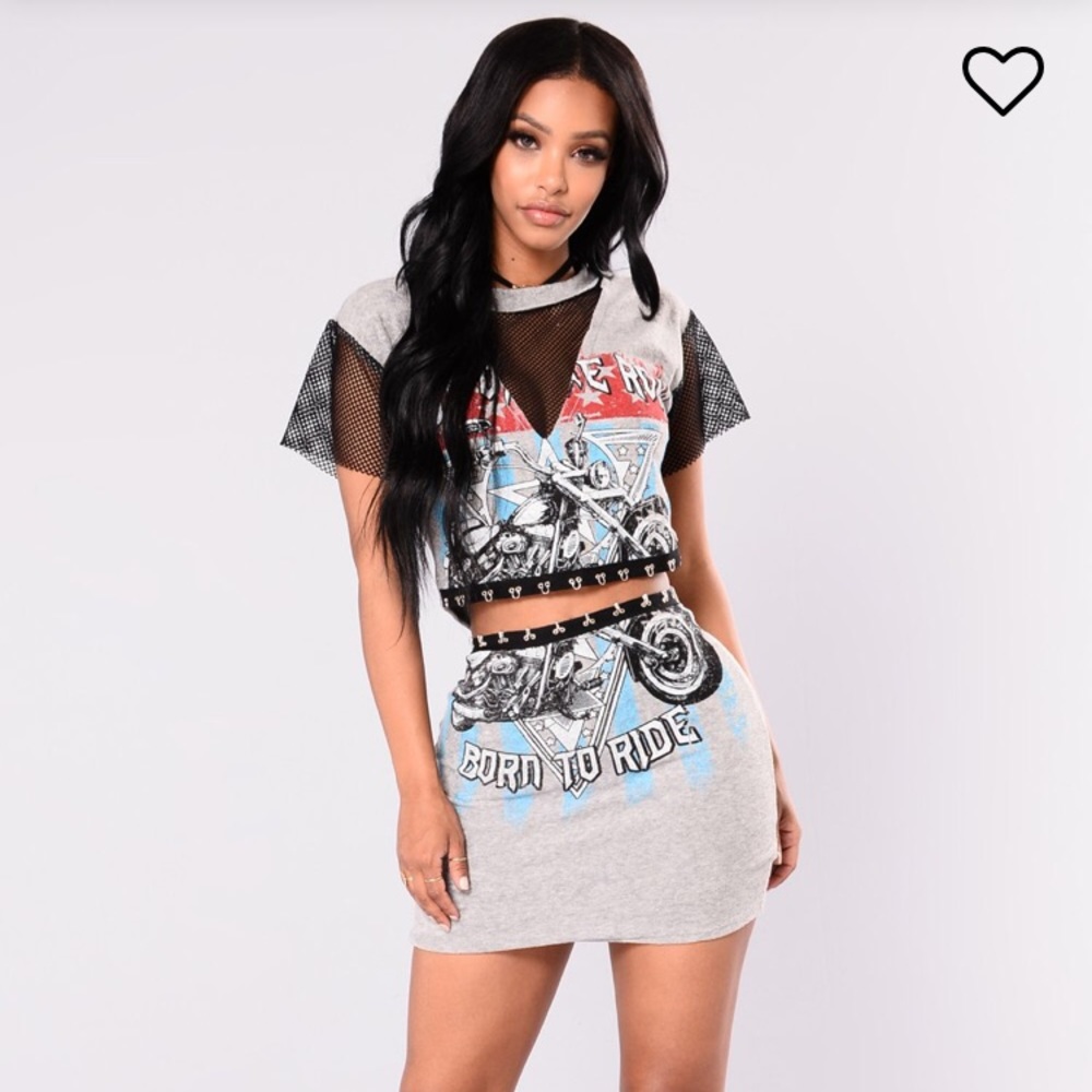 SOLD - Terry and mesh two piece skirt set